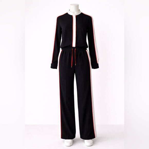 Pants - Black Athleisure Stripe Pant Set | Sporty Chic Outfit | US L